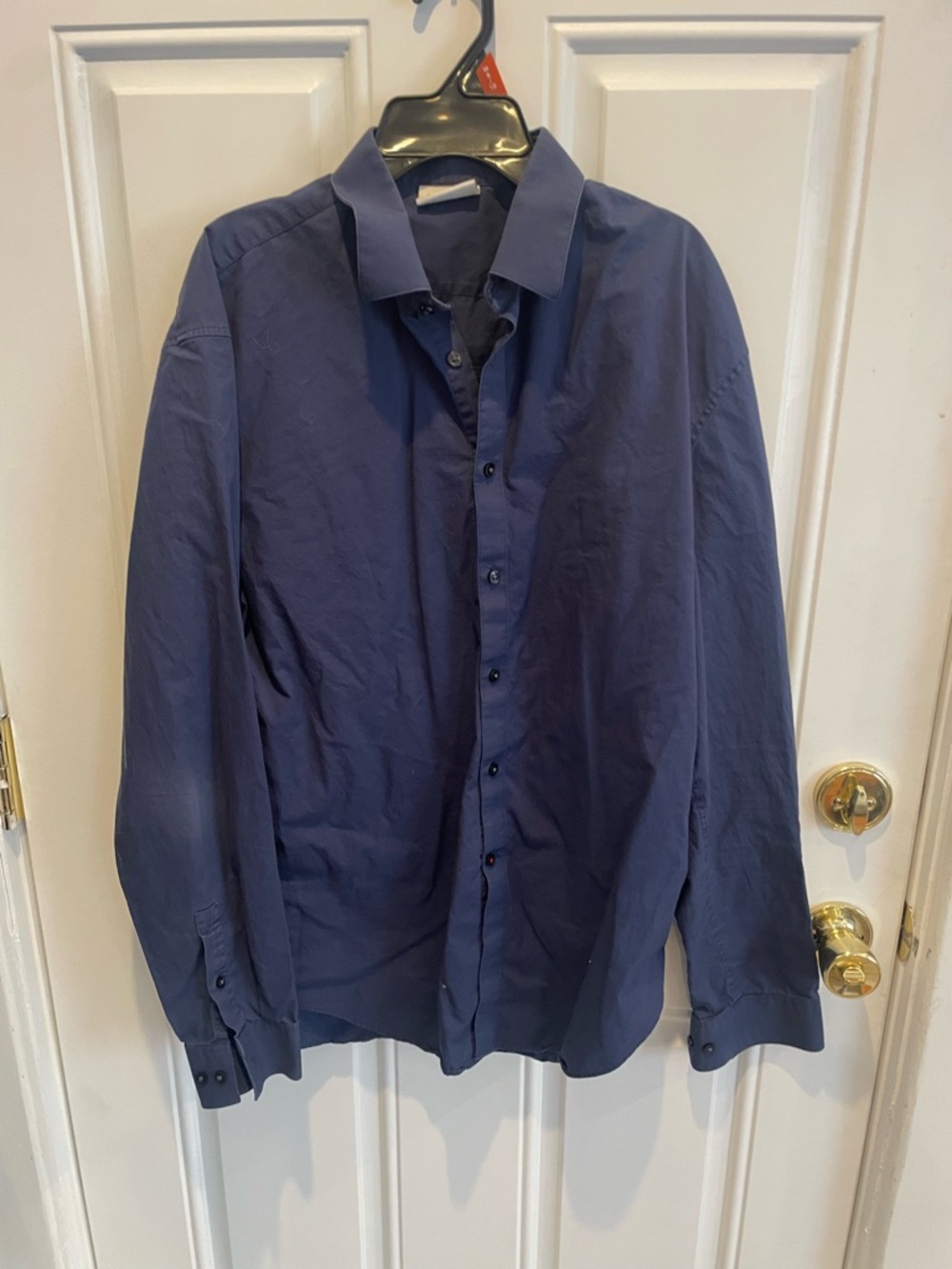 Calvin Klein Deep Navy Button-Up Dress Shirt Extreme Slim Fit